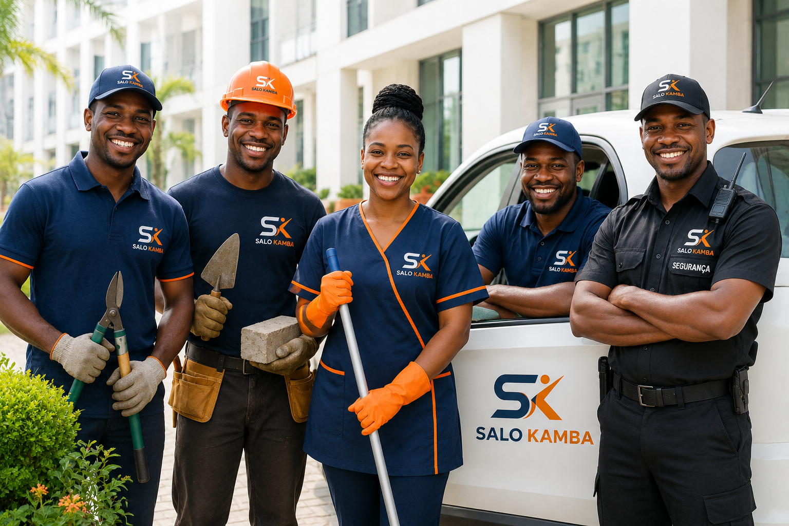 Equipa SaloKamba — limpeza, jardinagem, construção, motoristas e segurança